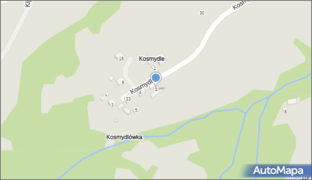 Piwniczna-Zdrój, Kosmydle, 1, mapa Piwniczna-Zdrój