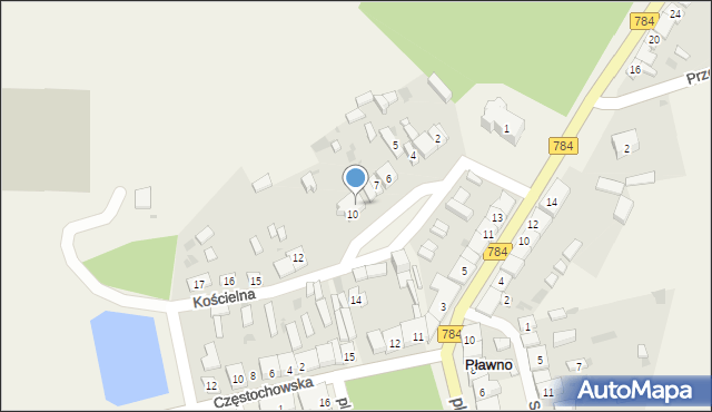 Pławno, Kościelna, 9, mapa Pławno