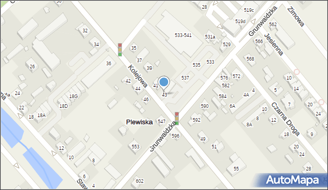 Plewiska, Kolejowa, 43, mapa Plewiska