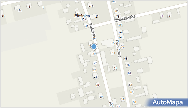 Płośnica, Kościelna, 29, mapa Płośnica