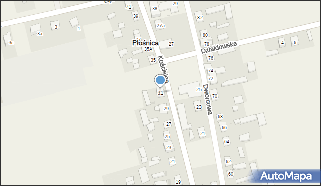 Płośnica, Kościelna, 31, mapa Płośnica