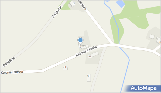 Podbrzezie Dolne, Kolonia Górska, 9, mapa Podbrzezie Dolne