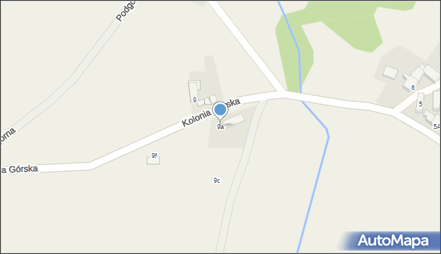 Podbrzezie Dolne, Kolonia Górska, 9a, mapa Podbrzezie Dolne