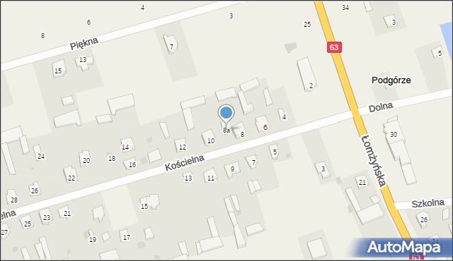 Podgórze, Kościelna, 8a, mapa Podgórze