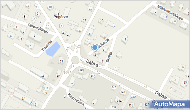 Pogórze, Kościuszki Tadeusza, gen., 2, mapa Pogórze