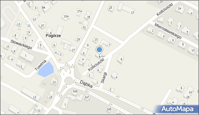 Pogórze, Kościuszki Tadeusza, gen., 5, mapa Pogórze