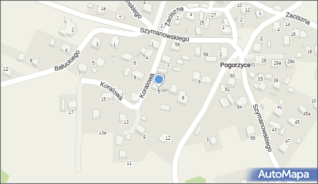 Pogorzyce, Koralowa, 5, mapa Pogorzyce