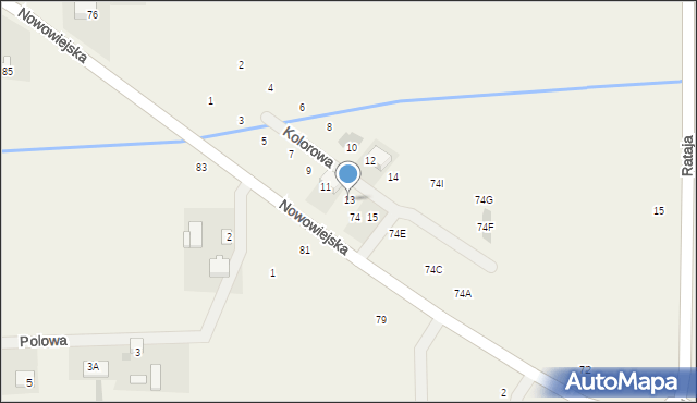 Pogroszew-Kolonia, Kolorowa, 13, mapa Pogroszew-Kolonia