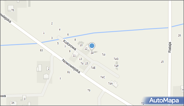 Pogroszew-Kolonia, Kolorowa, 14, mapa Pogroszew-Kolonia