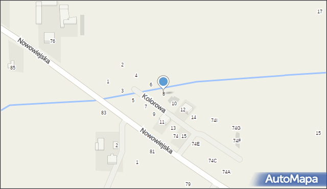 Pogroszew-Kolonia, Kolorowa, 8, mapa Pogroszew-Kolonia