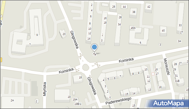 Polkowice, Kominka Bolesława, kard., 7a, mapa Polkowice