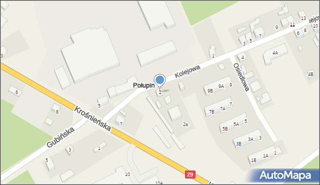 Połupin, Kolejowa, 2, mapa Połupin