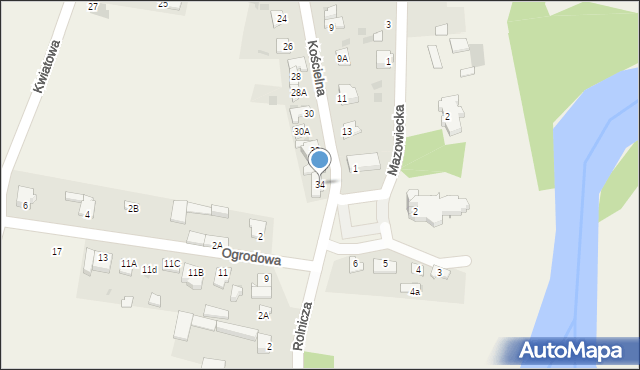 Pomiechowo, Kościelna, 34, mapa Pomiechowo