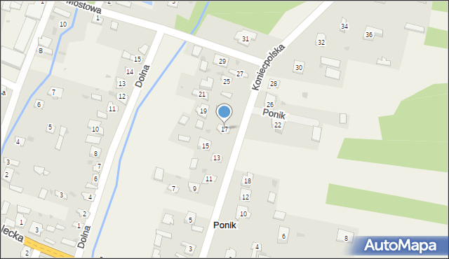 Ponik, Koniecpolska, 17, mapa Ponik