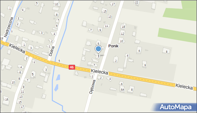 Ponik, Koniecpolska, 3, mapa Ponik