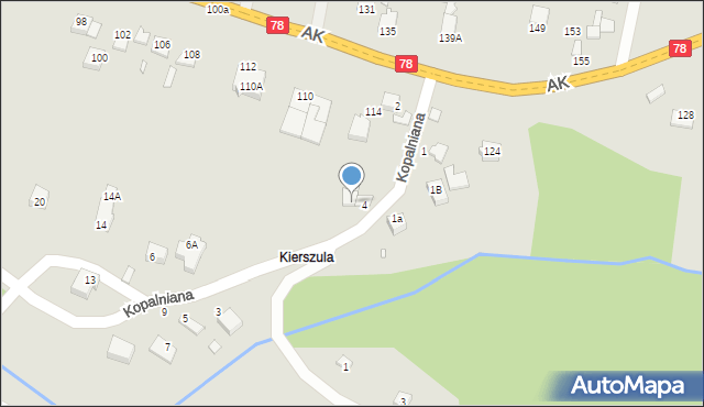 Poręba, Kopalniana, 4a, mapa Poręba