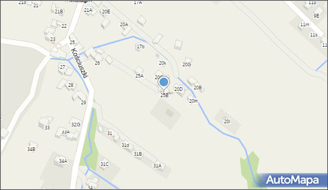 Poronin, Kościuszki Tadeusza, gen., 25B, mapa Poronin