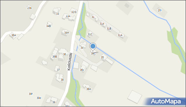Poronin, Kościuszki Tadeusza, gen., 34C, mapa Poronin