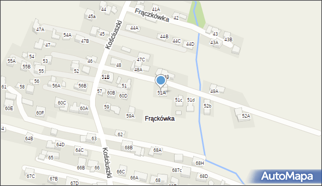 Poronin, Kościuszki Tadeusza, gen., 51A, mapa Poronin