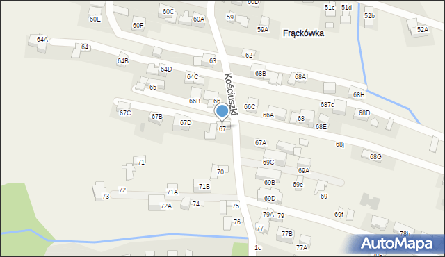 Poronin, Kościuszki Tadeusza, gen., 67, mapa Poronin