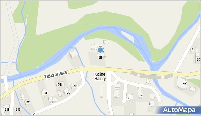 Poronin, Kośne Hamry, 1E, mapa Poronin