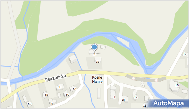 Poronin, Kośne Hamry, 1F, mapa Poronin