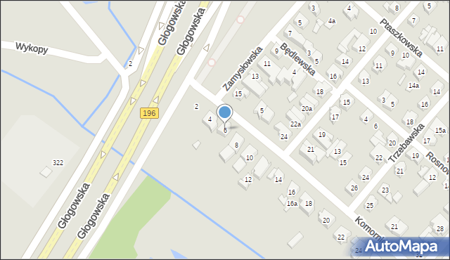 Poznań, Komornicka, 6, mapa Poznania