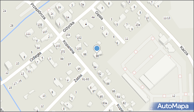 Poznań, Kopanina, 96, mapa Poznania