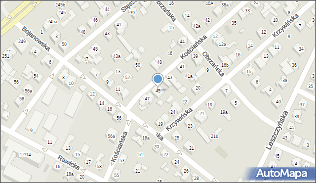 Poznań, Kościańska, 45, mapa Poznania