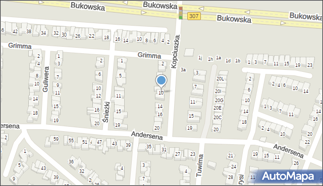 Poznań, Kopciuszka, 10, mapa Poznania