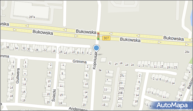 Poznań, Kopciuszka, 1a, mapa Poznania