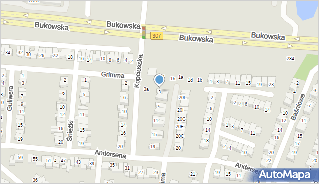 Poznań, Kopciuszka, 3, mapa Poznania