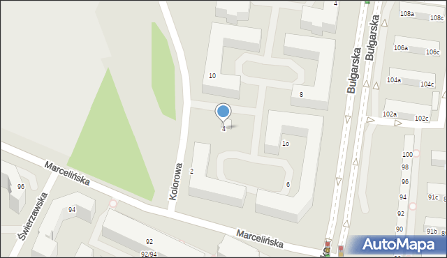 Poznań, Kolorowa, 4, mapa Poznania