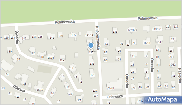 Poznań, Kościerzyńska, 135, mapa Poznania