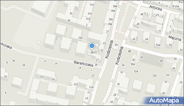 Poznań, Kościelna, 29, mapa Poznania