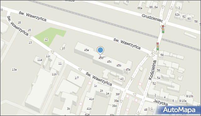 Poznań, Kościelna, 45d, mapa Poznania