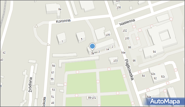 Poznań, Koronna, 3a, mapa Poznania