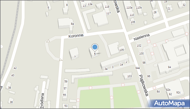 Poznań, Koronna, 5, mapa Poznania