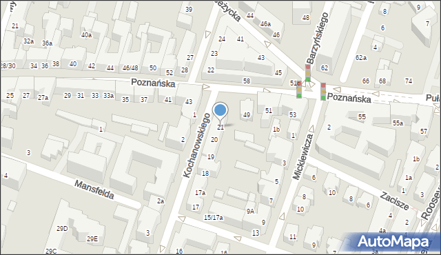 Poznań, Kochanowskiego Jana, 21, mapa Poznania