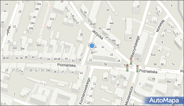 Poznań, Kochanowskiego Jana, 23, mapa Poznania