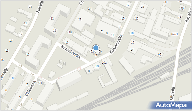 Poznań, Koronkarska, 5, mapa Poznania