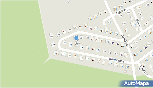 Poznań, Kormorana, 20, mapa Poznania