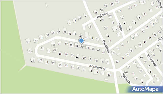 Poznań, Kormorana, 36, mapa Poznania