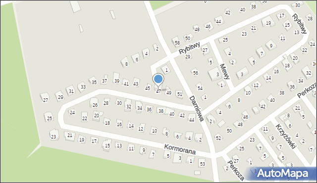 Poznań, Kormorana, 47, mapa Poznania