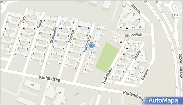 Poznań, Koziorożca, 8, mapa Poznania