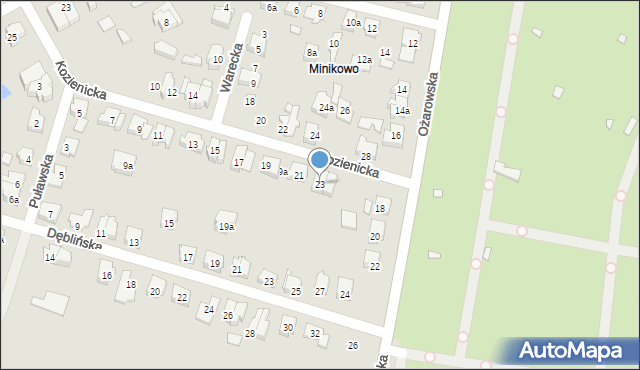 Poznań, Kozienicka, 23, mapa Poznania