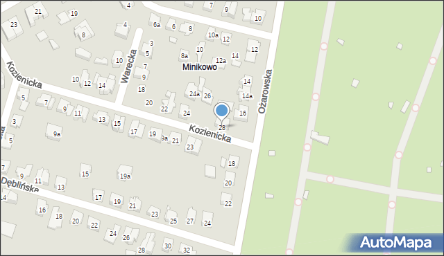 Poznań, Kozienicka, 28, mapa Poznania