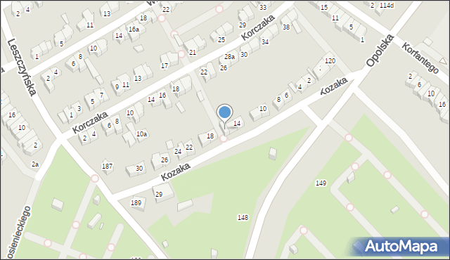 Poznań, Kozaka Romana, 16a, mapa Poznania