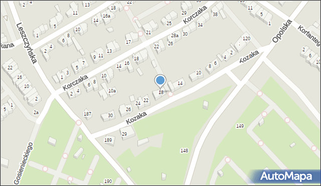 Poznań, Kozaka Romana, 18, mapa Poznania