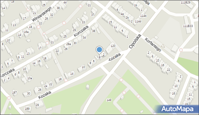 Poznań, Kozaka Romana, 4, mapa Poznania